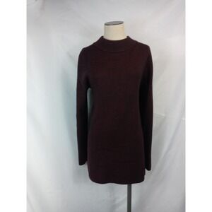 Apt. 9 Funnel Neck Tunic Sweater L Maroon Wool Blend Cozy Minimalist Pullover